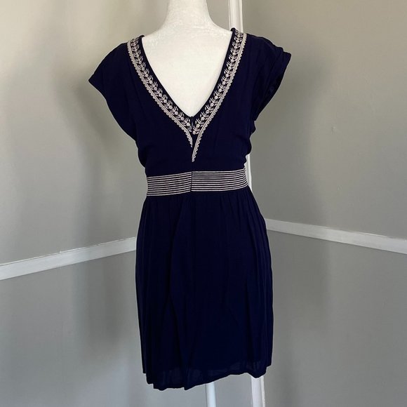 Alya Navy and Ivory Embroidered Dress - Picture 5 of 8